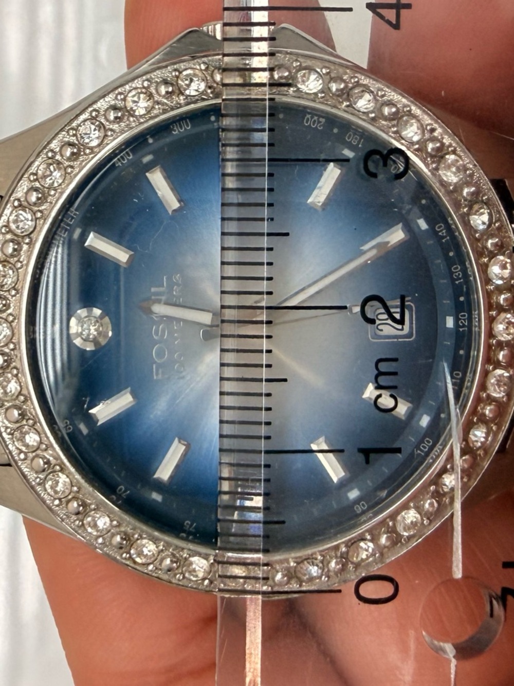 Fossil Blue Dial Watch with Silver and Crystal Details - Picture 6 of 6